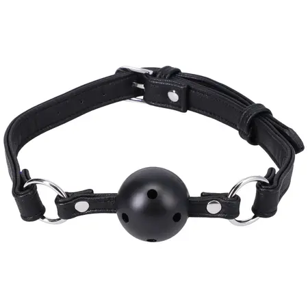 Doc Johnson Gag Lopta Veganska Koža Podesivi Crni 55mm