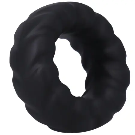 Rock Solid Fat Tire Silicone Wide Ring with Tread Pattern, Black