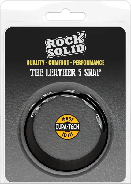 Rock Solid Leather 5 Snap Adjustable Ring - Black, Universal Size