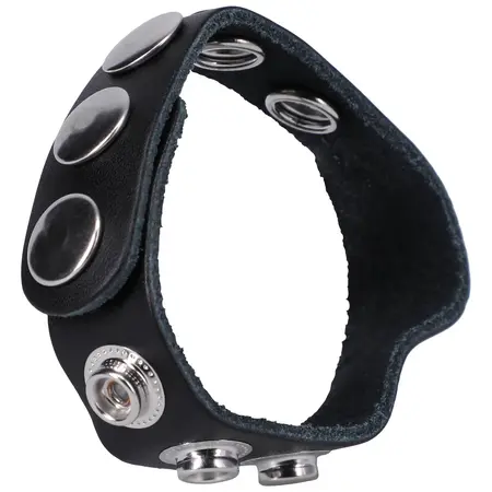Rock Solid Leather 5 Snap Adjustable Ring - Black, Universal Size