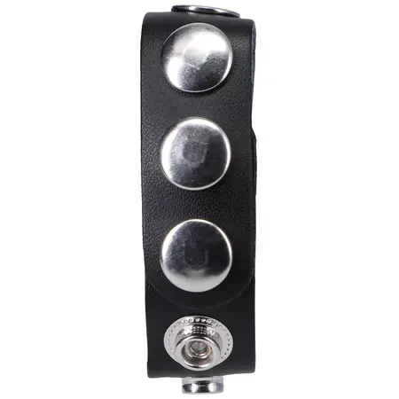 Rock Solid Leather 5 Snap Adjustable Ring - Black, Universal Size