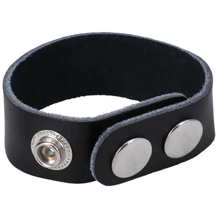 Rock Solid Leather 3-Snap Adjustable Black Intimate Ring