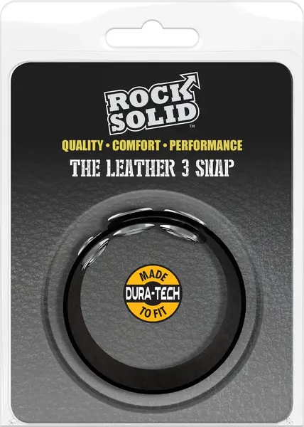 Rock Solid Leather 3-Snap Adjustable Black Intimate Ring