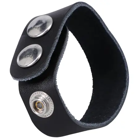 Rock Solid Leather 3-Snap Adjustable Black Intimate Ring