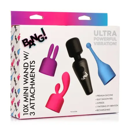 XR Brands Mini Wand Massager Set sa 3 funkcionalna nastavka - Kompaktan