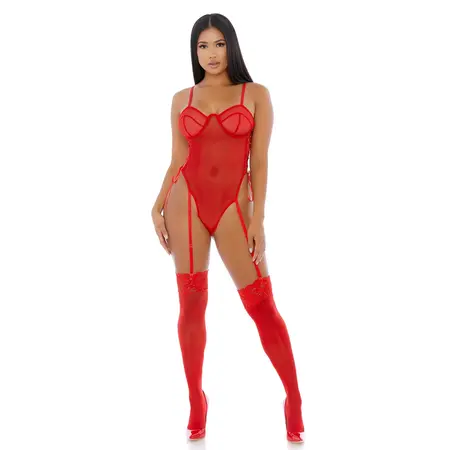 Make it Ring Teddy L by Fantasy Lingerie - Sheer Mesh, Gold Detail