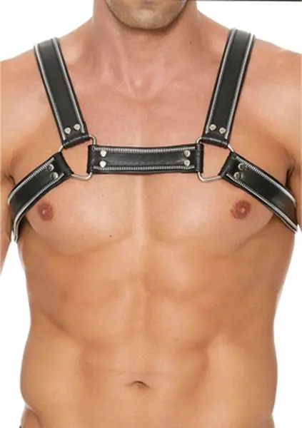 Z Series Leather Chest Bulldog Harness S/M with Adjustable Straps