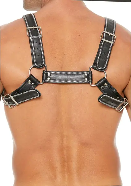 Z Series Leather Chest Bulldog Harness S/M with Adjustable Straps