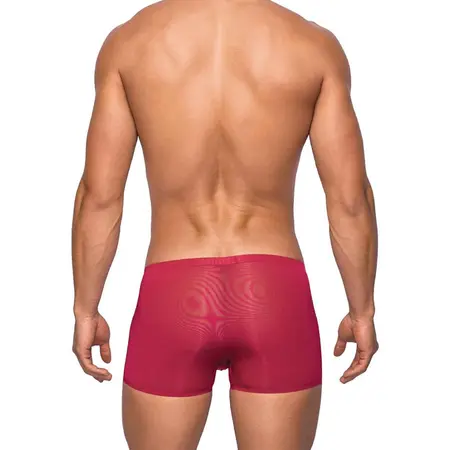 Male Power Seamless Sleek Mini Short XL Red Wine Low Rise Comfort
