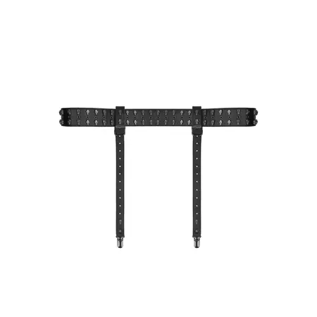Ouch! Bonded Leather Garter Belt with Skull Accents - Black, Adjustable