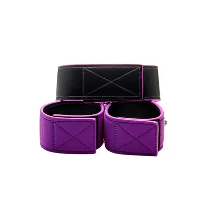 Ouch! Reversible PU Leather & Neoprene Collar with Adjustable Cuffs - Black/Red