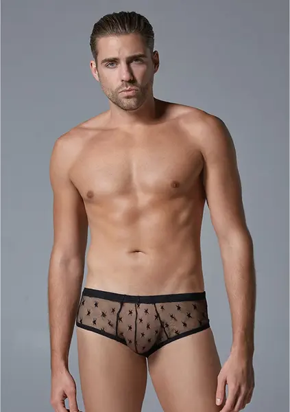 Male Power Star Mesh bokserice S/M – ultra prozirne sa motivom zvezda