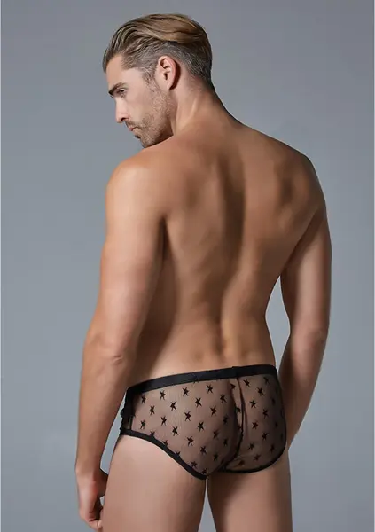 Male Power Star Mesh bokserice S/M – ultra prozirne sa motivom zvezda