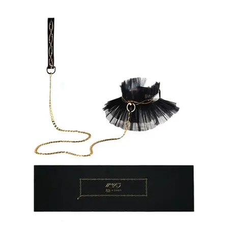 Leather Torn Premium Collar and Adjustable Leash 100 cm Black