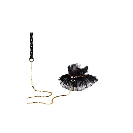 Leather Torn Premium Collar and Adjustable Leash 100 cm Black