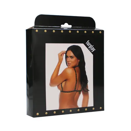 Leg Avenue Gold Strappy Decorative Stud Bra with Halter Neck - M/L