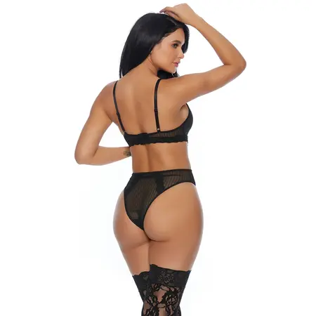 Sweet Siren Pin-Striped Lace Teddy XL - elegantan proziran bodysuit