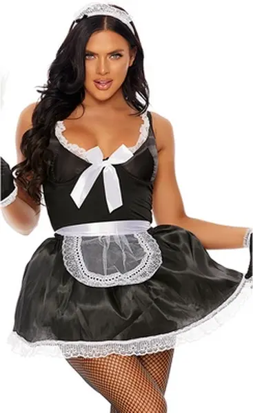 Leg Avenue Domesticated Delight French Maid Costume M/L Black-White