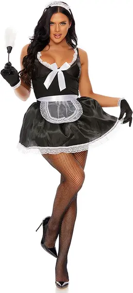 Leg Avenue Domesticated Delight French Maid Costume M/L Black-White