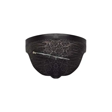 Male Power Zip Bikini S Black Semi-Sheer Stretch Abstract Pattern