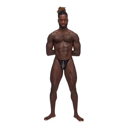 Male Power Landing Strip Micro Thong S/M - Black Minimalist Design