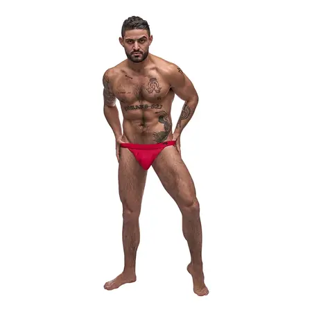 Male Power Pure Comfort Modal Bong Thong L/XL Red Support Pouch