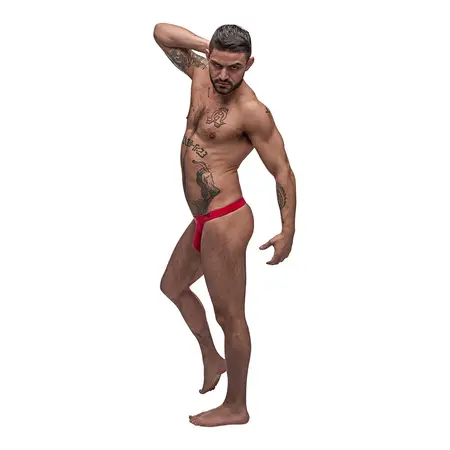 Male Power Pure Comfort Modal Bong Thong L/XL Red Support Pouch
