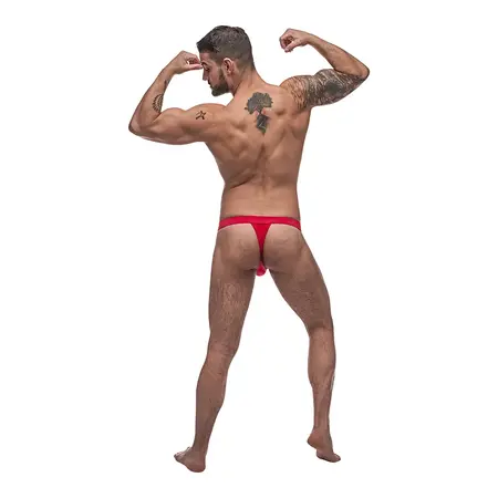 Male Power Pure Comfort Modal Bong Thong L/XL Red Support Pouch
