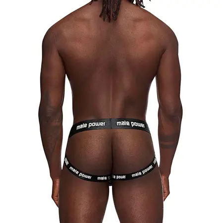 Male Power The Helmet Jock L/XL - Padded Design, Functional Snap, Black