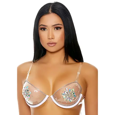 Clear Things Up Convertible Rhinestone Bra One Size by Fantasy Lingerie