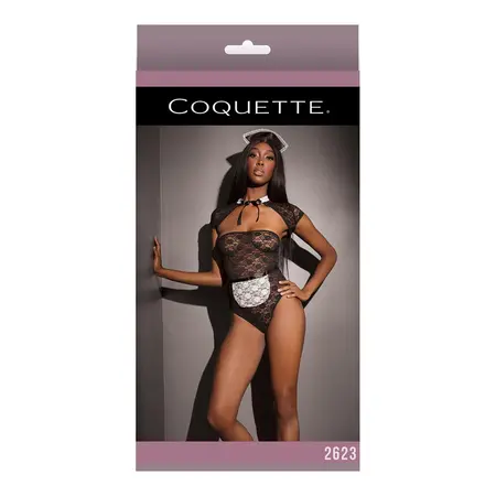 Dreamgirl Maid Teddy One Size - Lace Costume Set with Bolero & Headband