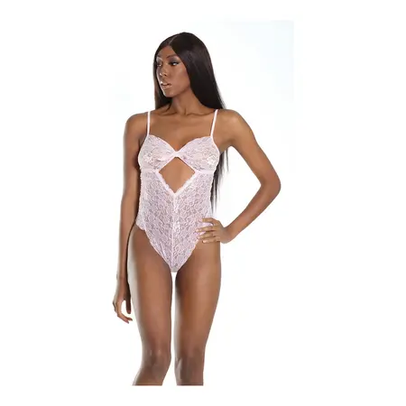 Leg Avenue Twist Cup Teddy Pink - One Size, Elegantan Čipkasti Dizajn