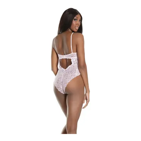Leg Avenue Twist Cup Teddy Pink - One Size, Elegantan Čipkasti Dizajn