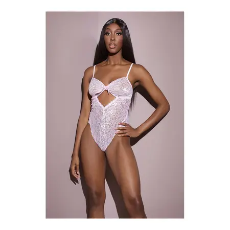 Leg Avenue Twist Cup Teddy Pink - One Size, Elegantan Čipkasti Dizajn