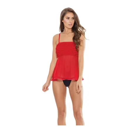 Dreamgirl Ruffle Babydoll Intimate Lingerie Set Red One Size