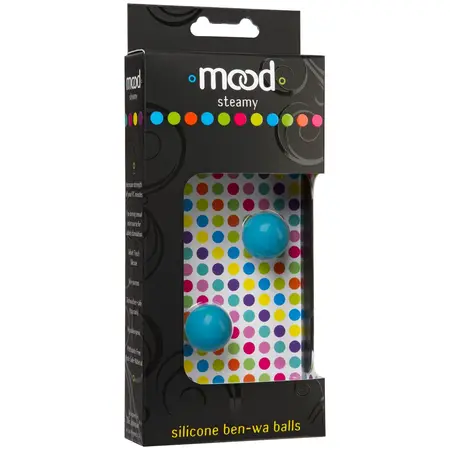 Mood Steamy Ben-Wa Balls - Silicone, Blue & Pink, Weighted Set