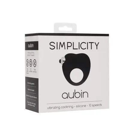 Aubin Vibrating Ring - Silicone, 10-Speed, Discreet, Black