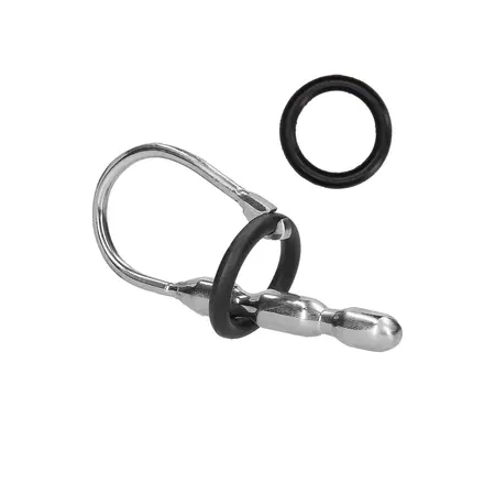 Mystim Stainless Steel Ringed Urethral Dilator with Silicone O-Ring
