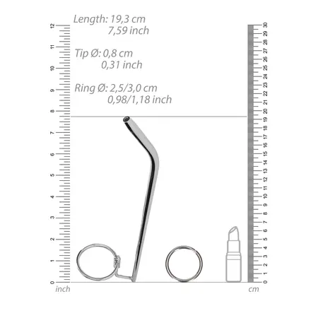 Mystim Stainless Steel Urethral Trainer with Glans Ring 8 mm
