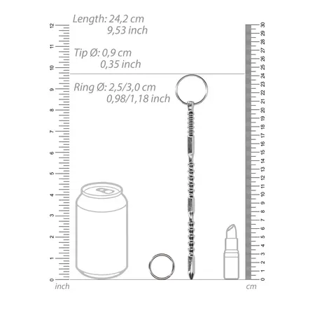Mystim Ribbed Stainless Steel Sounding Rod 0.4/9 mm - Durable Precision Tool
