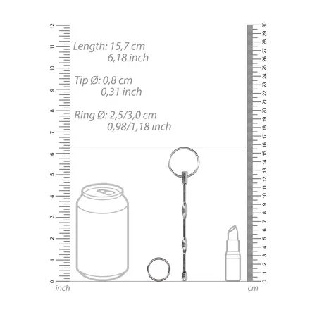 Mystim Ribbed Stainless Steel Urethral Sounding Rod 8 mm