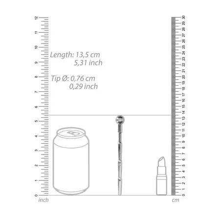 Long Hollow Urethral Sound Model 0.3 / 8 mm Stainless Steel with O-Ring