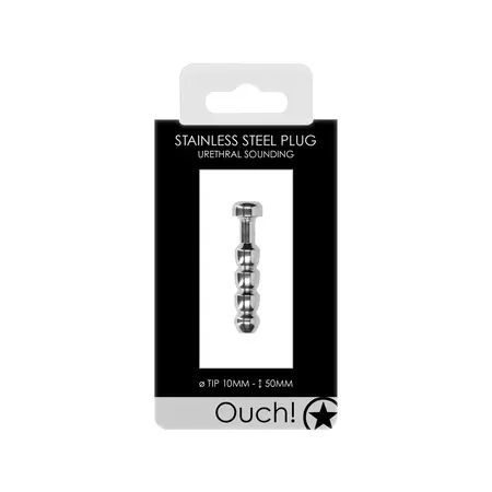 Triune Ribbed Urethral Sound Hollow Metal Plug 10 mm Anatomical Design