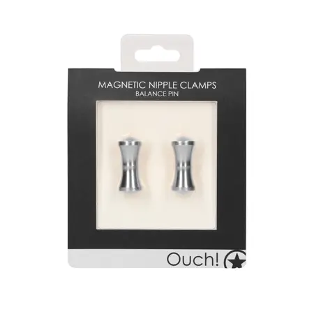 XR Brands Magnetic Aluminum Nipple Clamp Set - Hypoallergenic, Silver