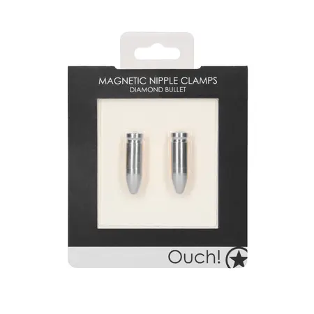 Shots Magnetic Nipple Clamps Diamond Bullet Aluminium Silver