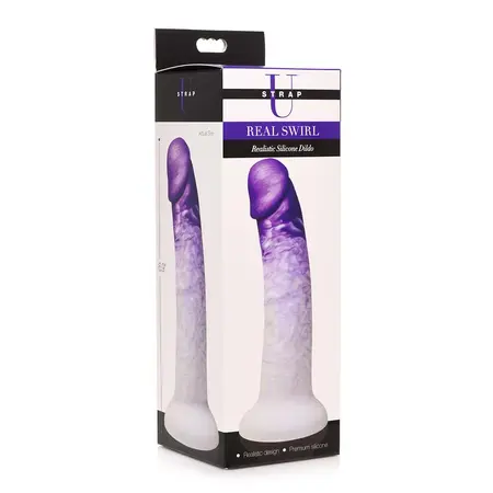 XR Brands Real Swirl Silicone Model - Swirled Multi-Color, Suction Cup Base