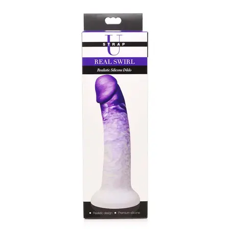 XR Brands Real Swirl Silicone Model - Swirled Multi-Color, Suction Cup Base