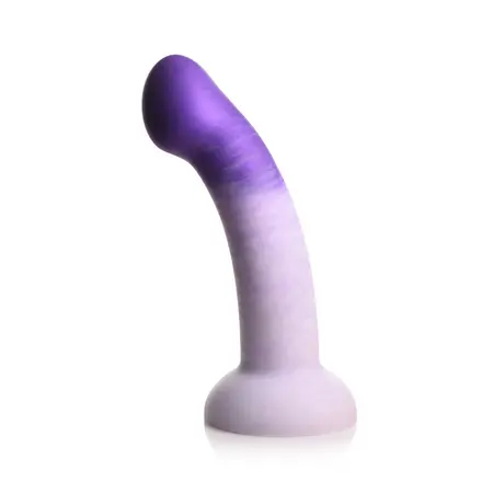 XR Brands G-Swirl Silicone Model Purple-White, Strap-On Compatible, Suction Cup