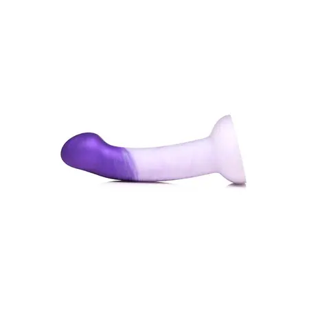 XR Brands G-Swirl Silicone Model Purple-White, Strap-On Compatible, Suction Cup