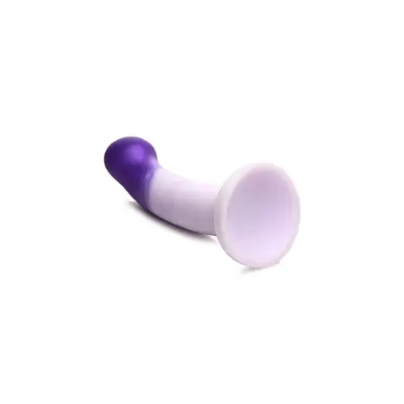 XR Brands G-Swirl Silicone Model Purple-White, Strap-On Compatible, Suction Cup